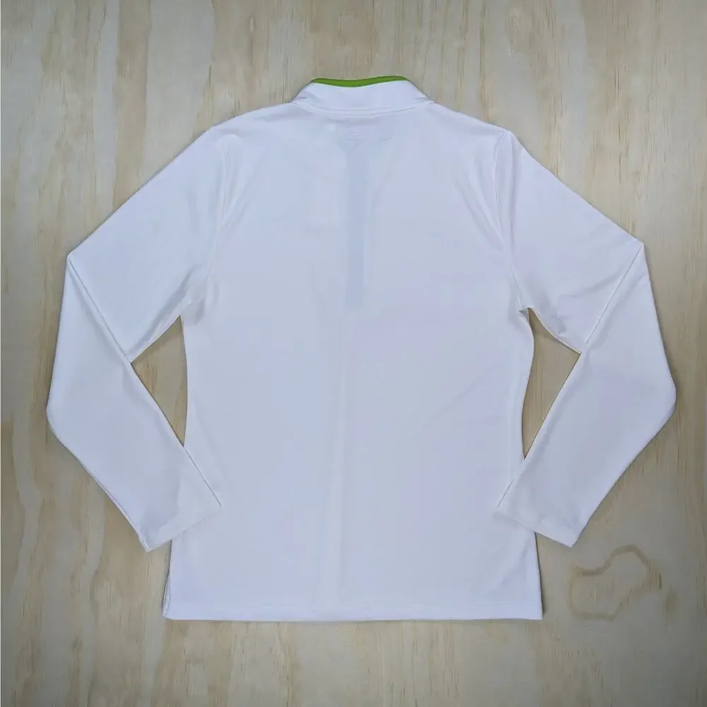 Tory Burch Women's Medium Masters Quarter Zip Golf Pullover White Green NWT
